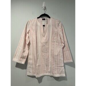 NEW Untuckit Tunic Top Women 4 Durfort Stripe 100% Cotton Preppy Travel Coastal